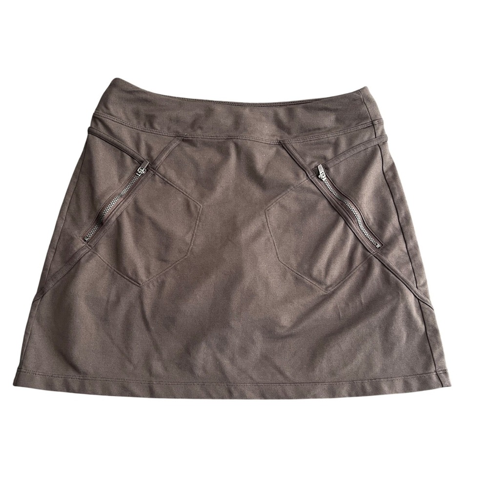 Athleta Women's Small Trailside Skort Brown Active Hiking Golf Zipper Pockets